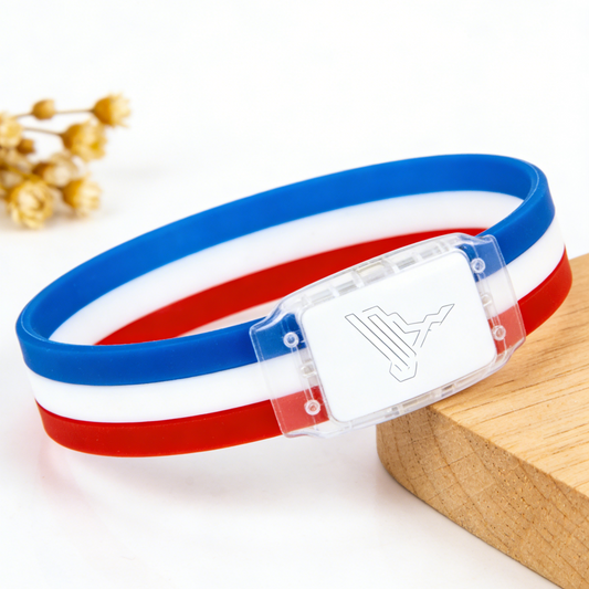Red White & Blue Geometric Silicone Wristband - Minimalist Sports Bracelet